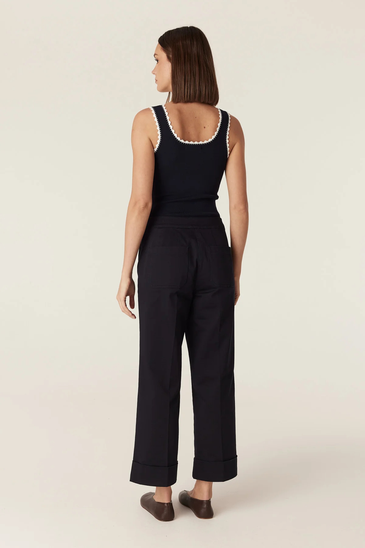 CREPE KNIT TANK NAVY
