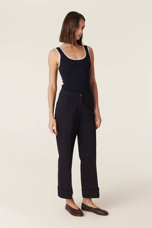 CREPE KNIT TANK NAVY