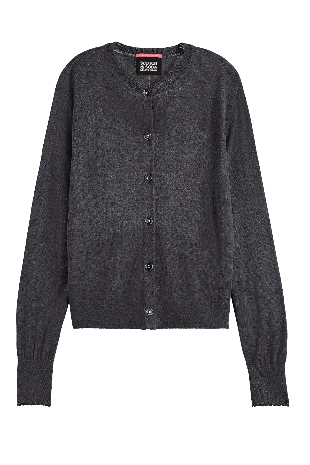 CREW NECK RELAXED CARDIGAN CHARCOAL MELANGE
