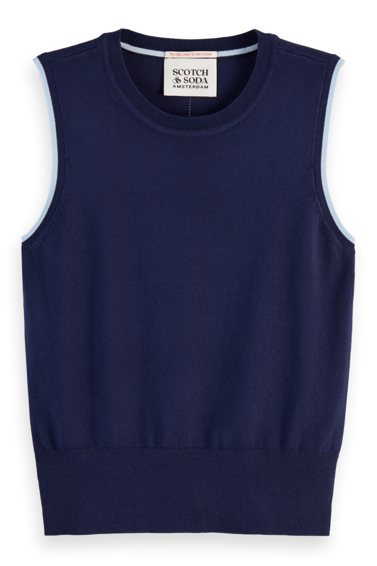 CREW NECK RELAXED KNITTED TANK NAVY