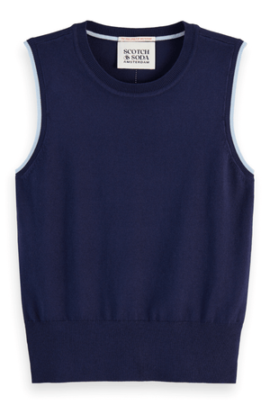 CREW NECK RELAXED KNITTED TANK NAVY