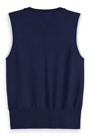 CREW NECK RELAXED KNITTED TANK NAVY
