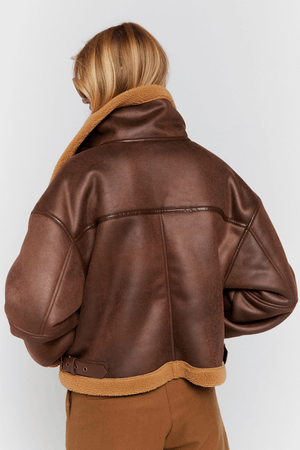 CROPPED AVIATOR JACKET BROWN/CHESTNUT