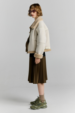 CROPPED AVIATOR JACKET ECRU
