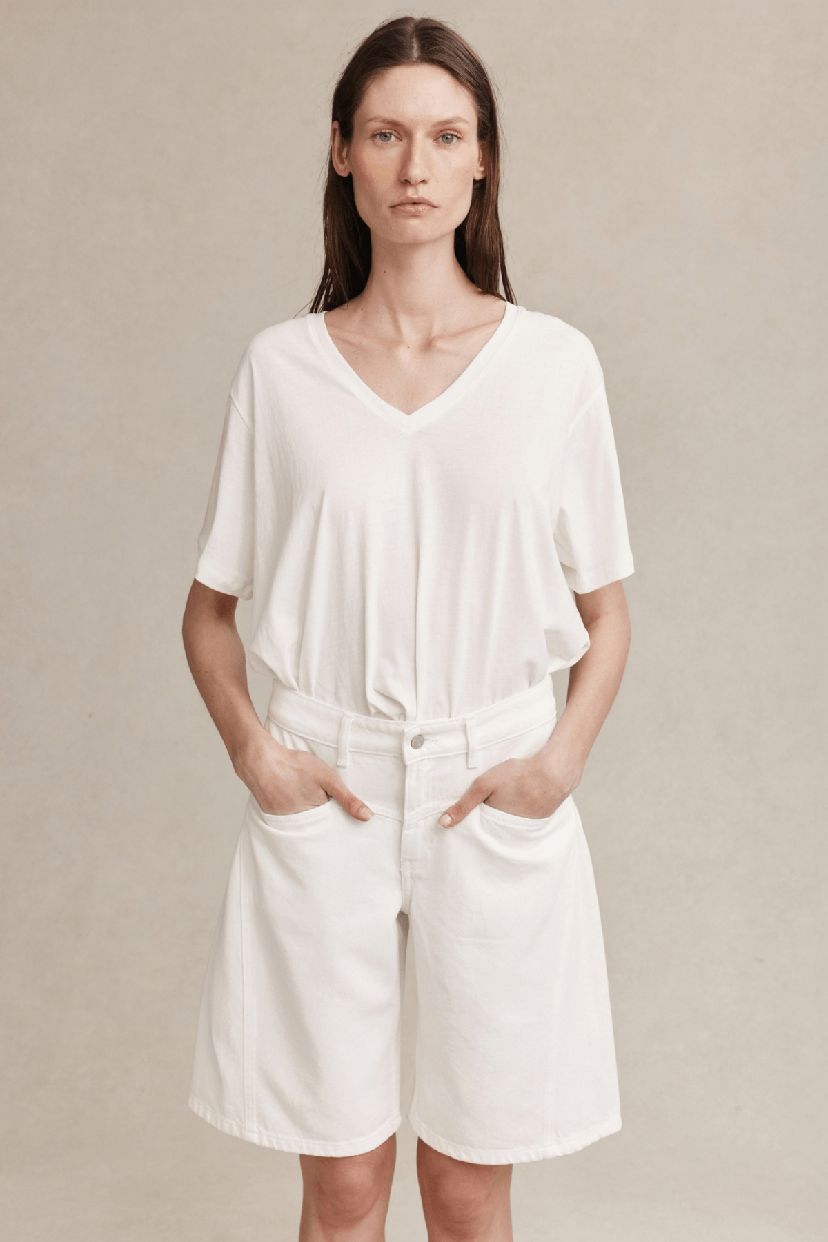 CROSS STITCH JEAN SHORT BLANC