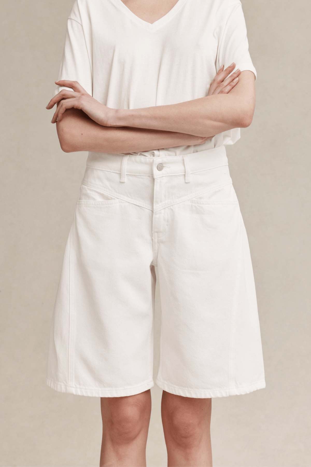 CROSS STITCH JEAN SHORT BLANC