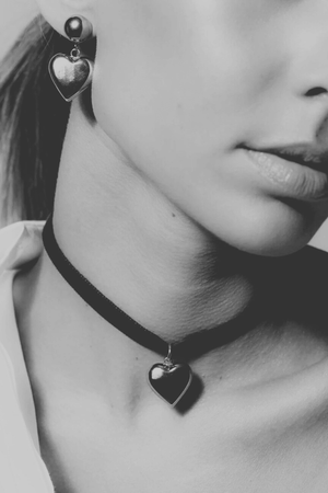 CUPID CHOKER BLACK/SILVER