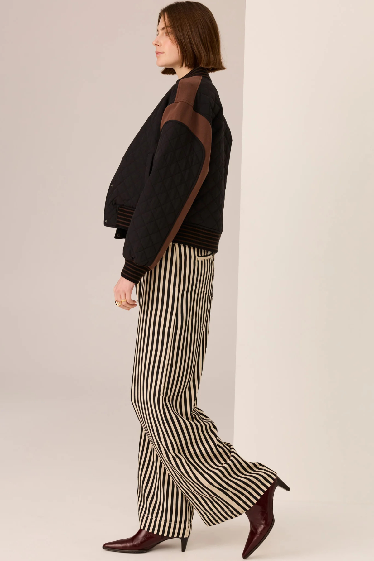 DARA BELTED PANT IVORY/BLACK