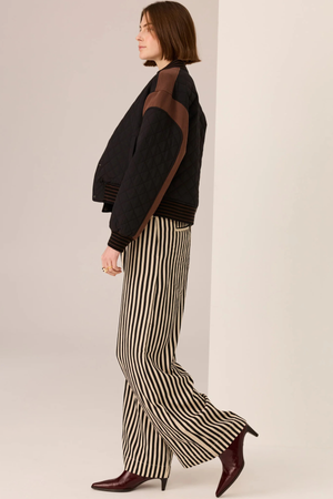 DARA BELTED PANT IVORY/BLACK