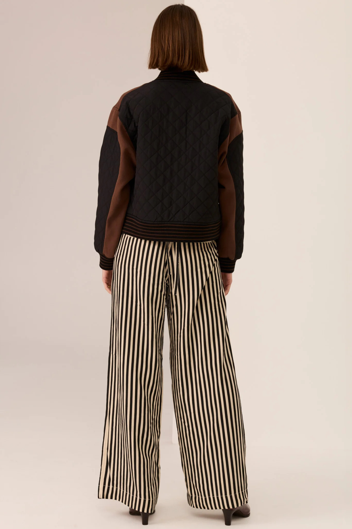 DARA BELTED PANT IVORY/BLACK