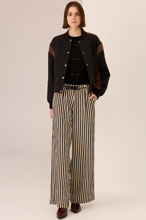 DARA BELTED PANT IVORY/BLACK