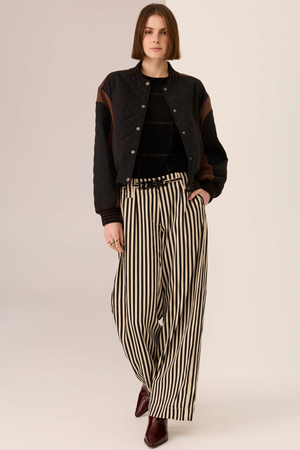 DARA BELTED PANT IVORY/BLACK