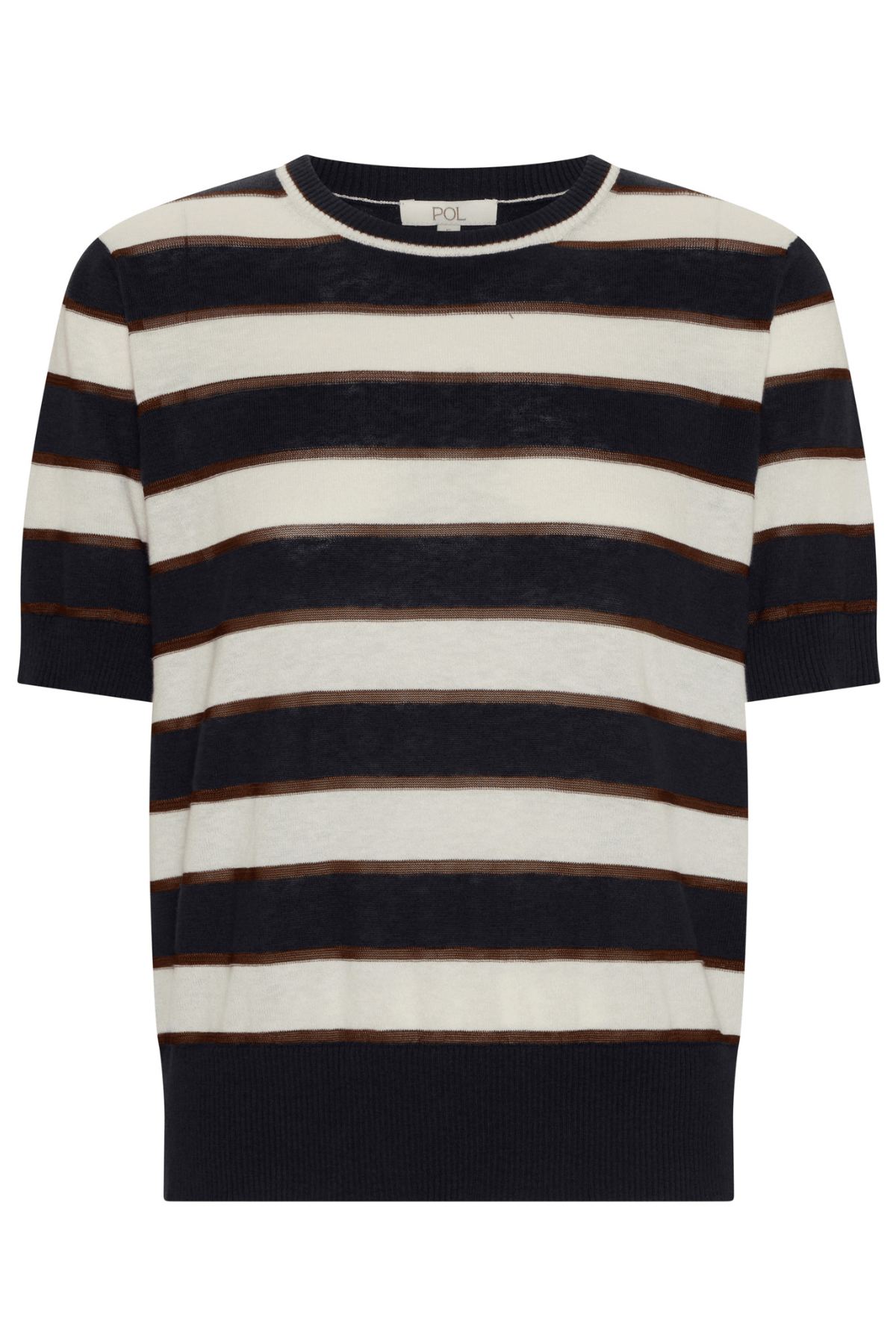 DARCEY STRIPE KNIT TEE INK/WHITE/CHOC