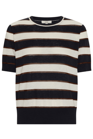 DARCEY STRIPE KNIT TEE INK/WHITE/CHOC