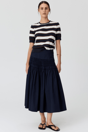 DARCEY STRIPE KNIT TEE INK/WHITE/CHOC