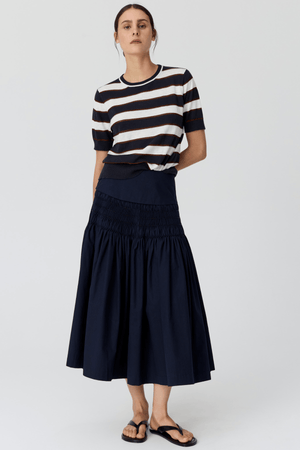 DARCEY STRIPE KNIT TEE INK/WHITE/CHOC