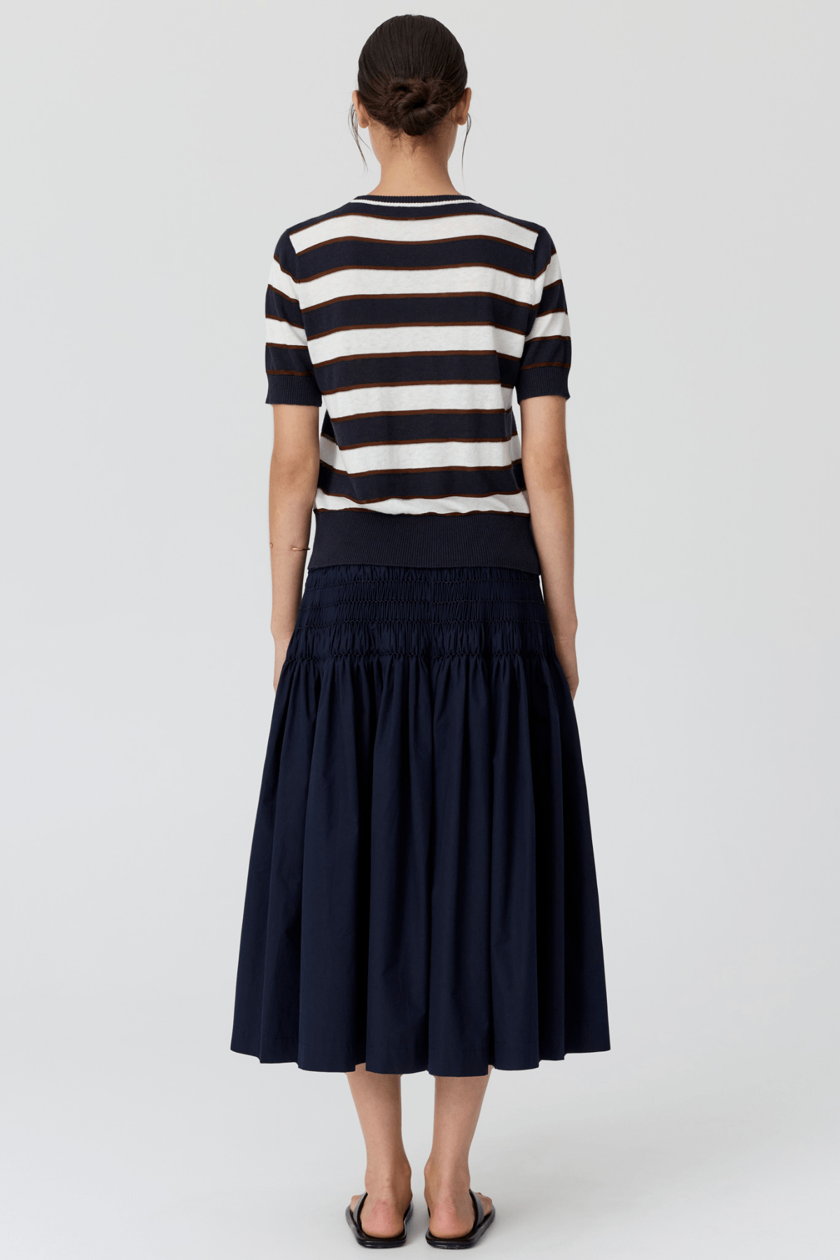 DARCEY STRIPE KNIT TEE INK/WHITE/CHOC