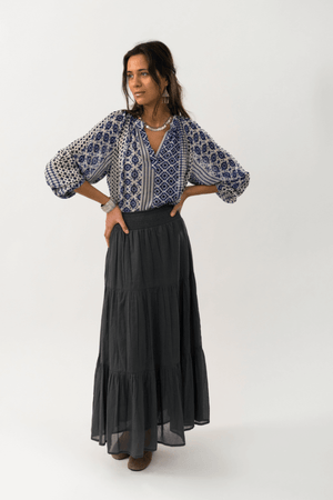 DIAMOND MAXI SKIRT WASHED BLACK