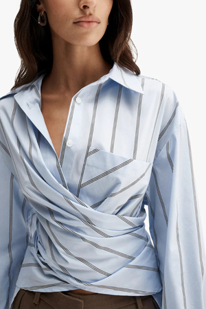 DOMINIC WRAP SHIRT BLUE STRIPE