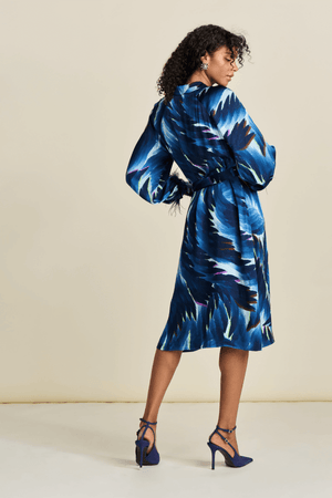 DRESS JADA FEATHERS BLUE