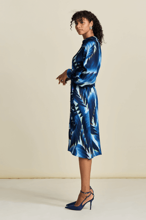 DRESS JADA FEATHERS BLUE