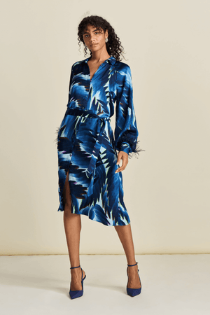 DRESS JADA FEATHERS BLUE