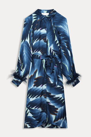 DRESS JADA FEATHERS BLUE