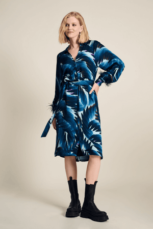 DRESS JADA FEATHERS BLUE