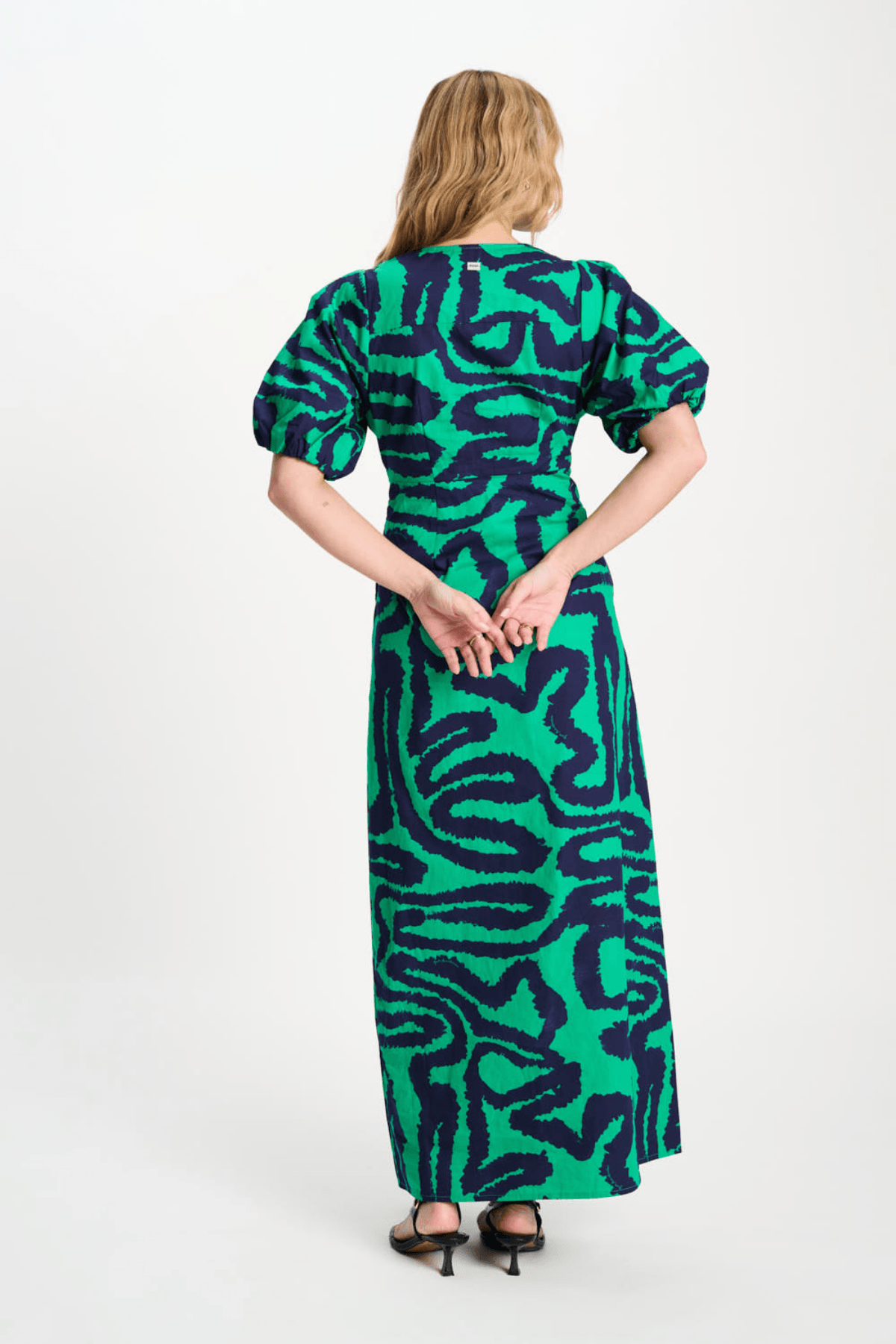 DRESS POPLIN WAVES GREEN