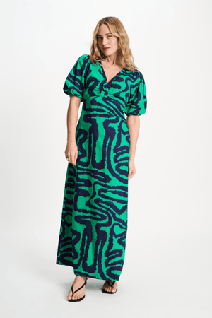 DRESS POPLIN WAVES GREEN