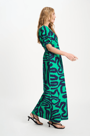 DRESS POPLIN WAVES GREEN