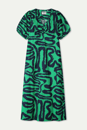 DRESS POPLIN WAVES GREEN