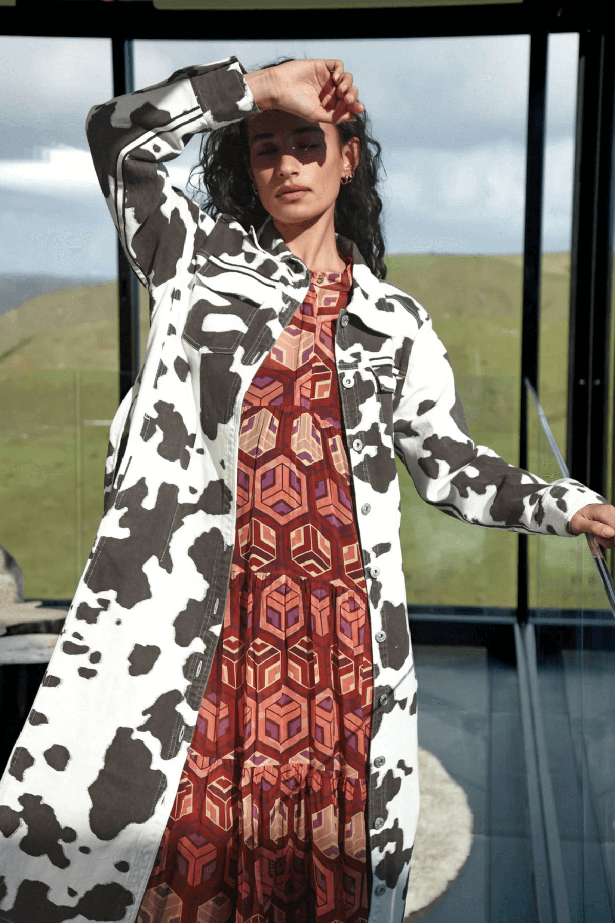 DRESSING AROUND DRESS BROWN COW