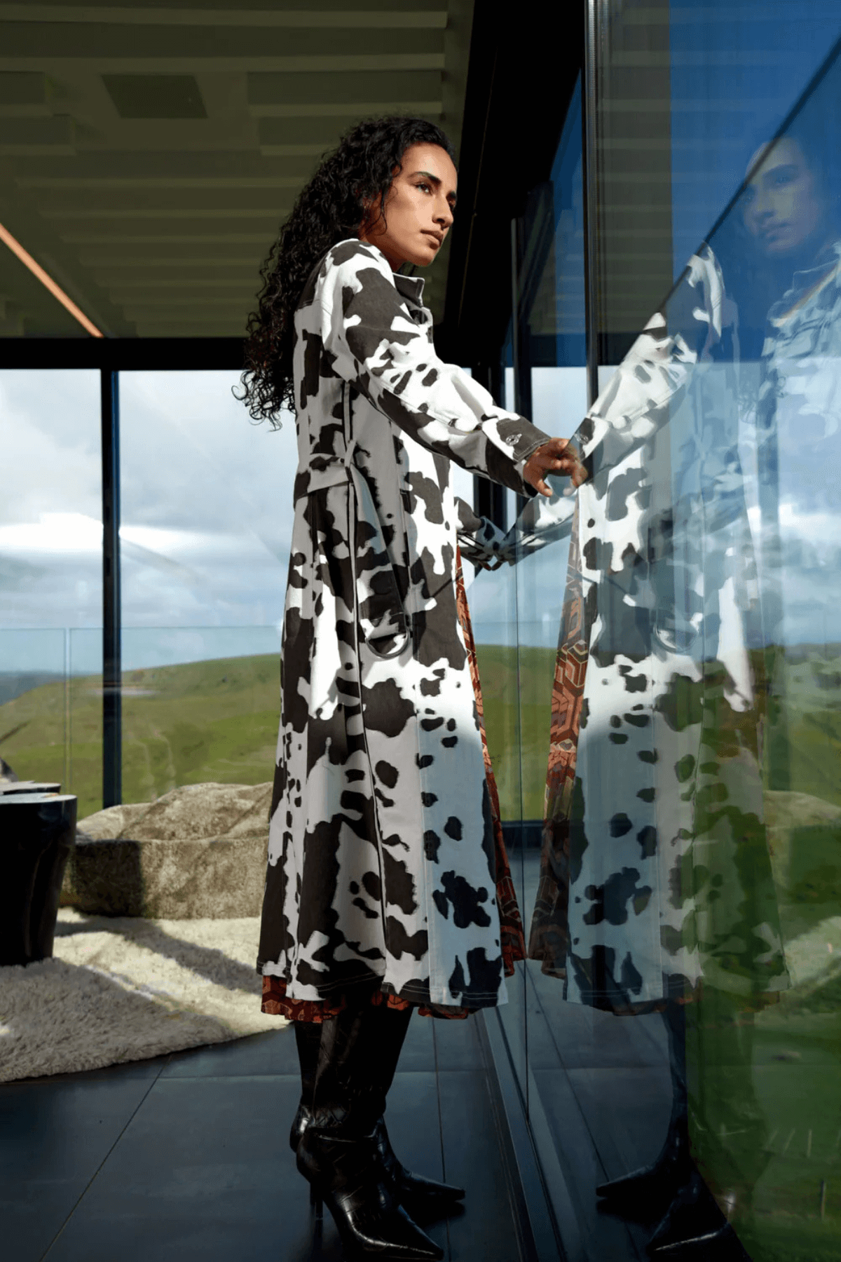 DRESSING AROUND DRESS BROWN COW