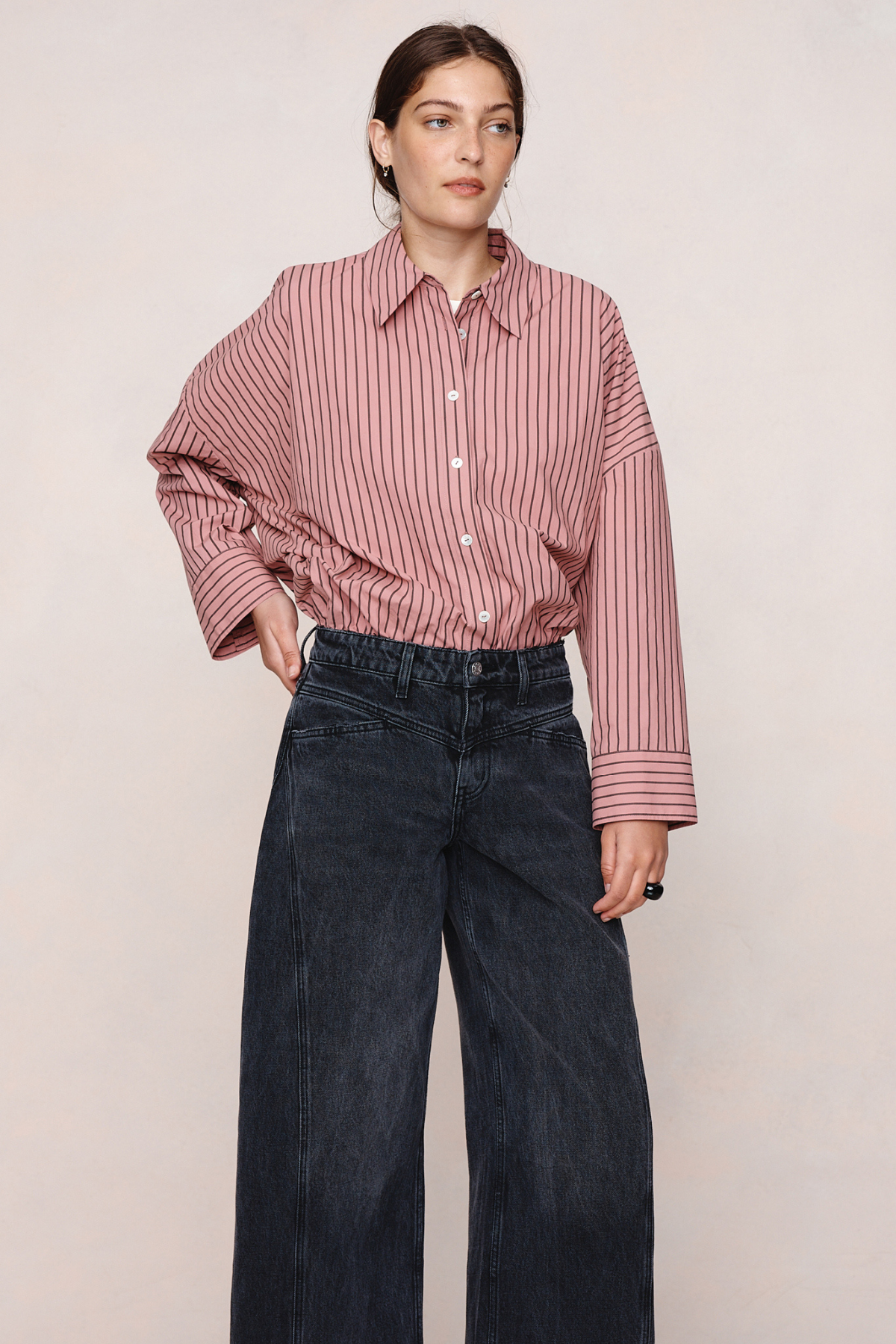 EDIE SHIRT ROSEWOOD STRIPE