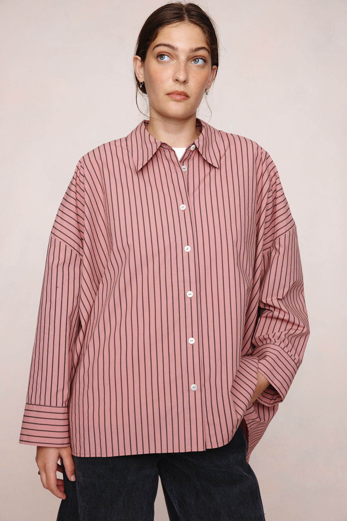 EDIE SHIRT ROSEWOOD STRIPE