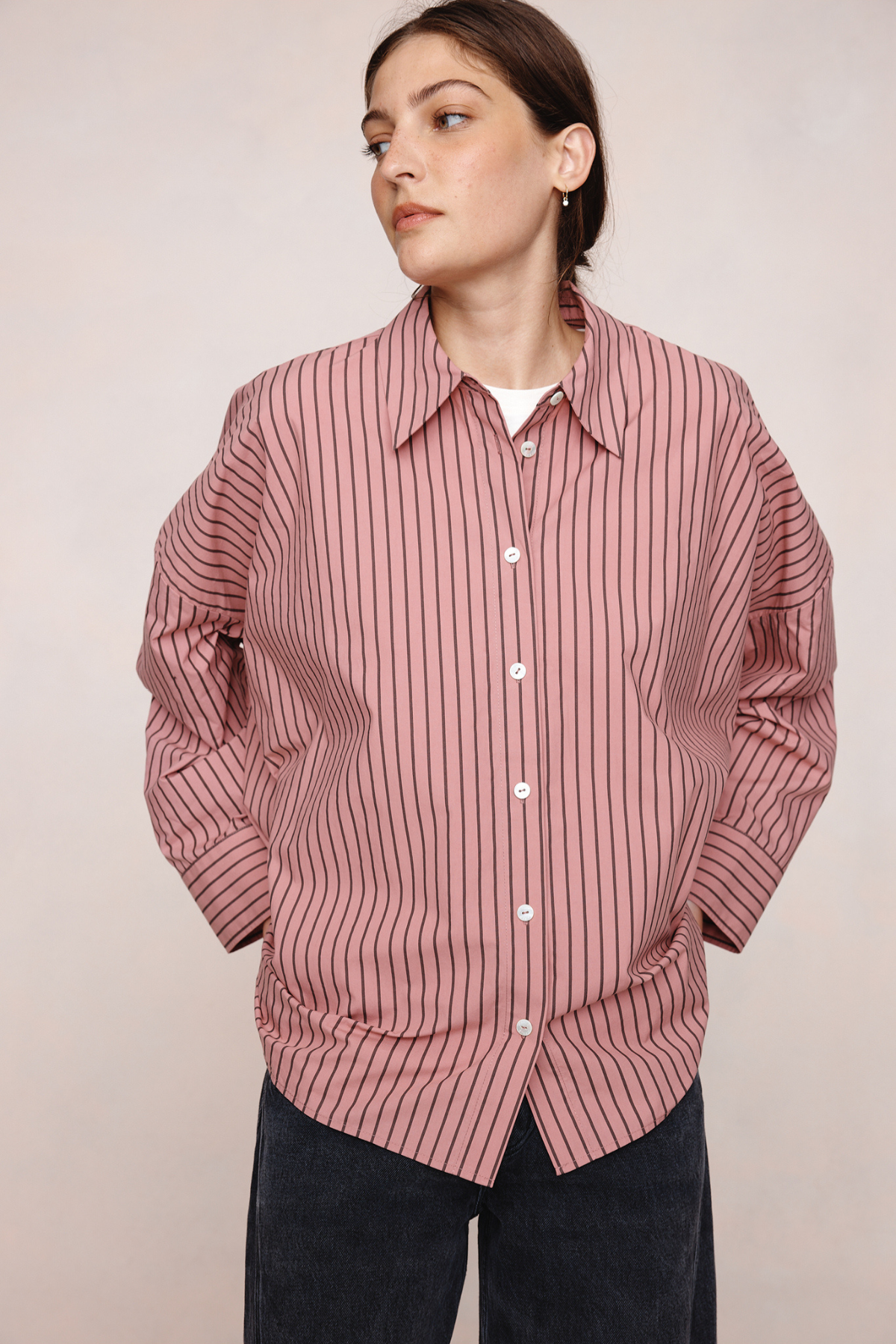 EDIE SHIRT ROSEWOOD STRIPE