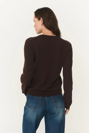 EMALINE STUD MERINO KNIT TOP DARK COCAO