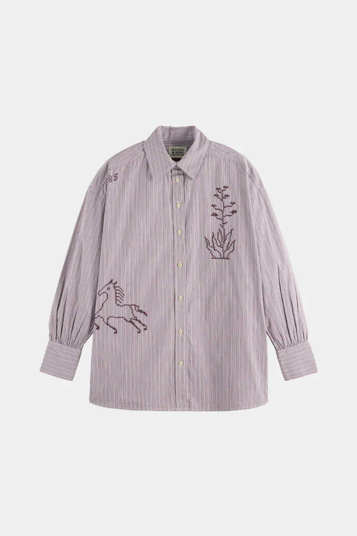 EMBROIDERY GIRLFRIEND SHIRT FIG STRIPE