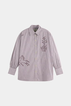 EMBROIDERY GIRLFRIEND SHIRT FIG STRIPE
