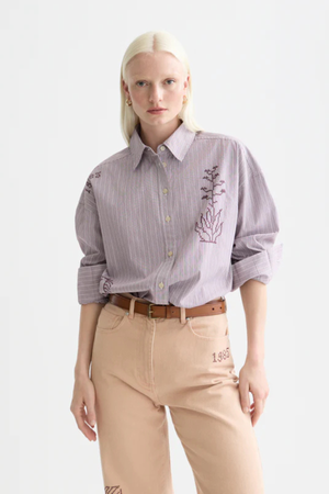EMBROIDERY GIRLFRIEND SHIRT FIG STRIPE