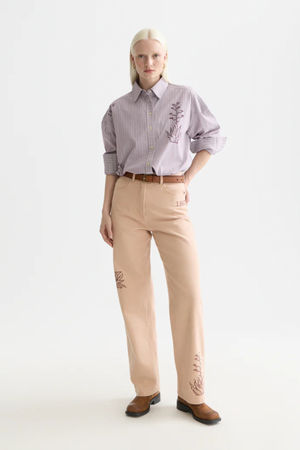 EMBROIDERY GIRLFRIEND SHIRT FIG STRIPE