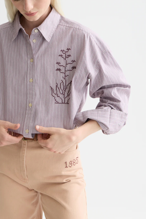 EMBROIDERY GIRLFRIEND SHIRT FIG STRIPE
