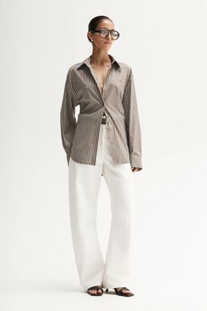 EMRY STRIPE SHIRT TAUPE STRIPE