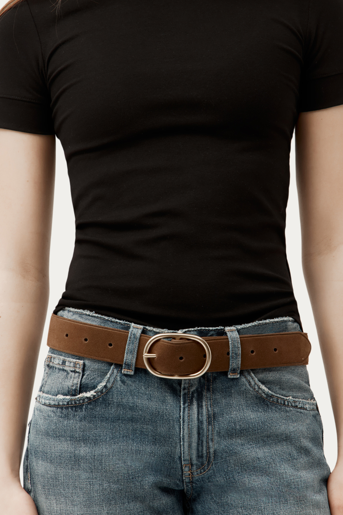 WIDE EPONA BELT HAZEL SUEDE/BRASS