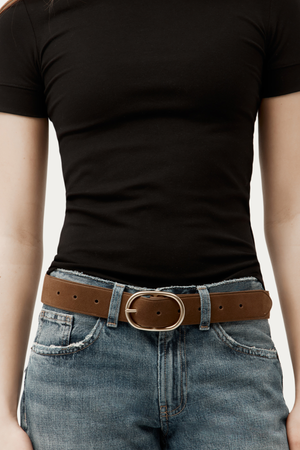 WIDE EPONA BELT HAZEL SUEDE/BRASS