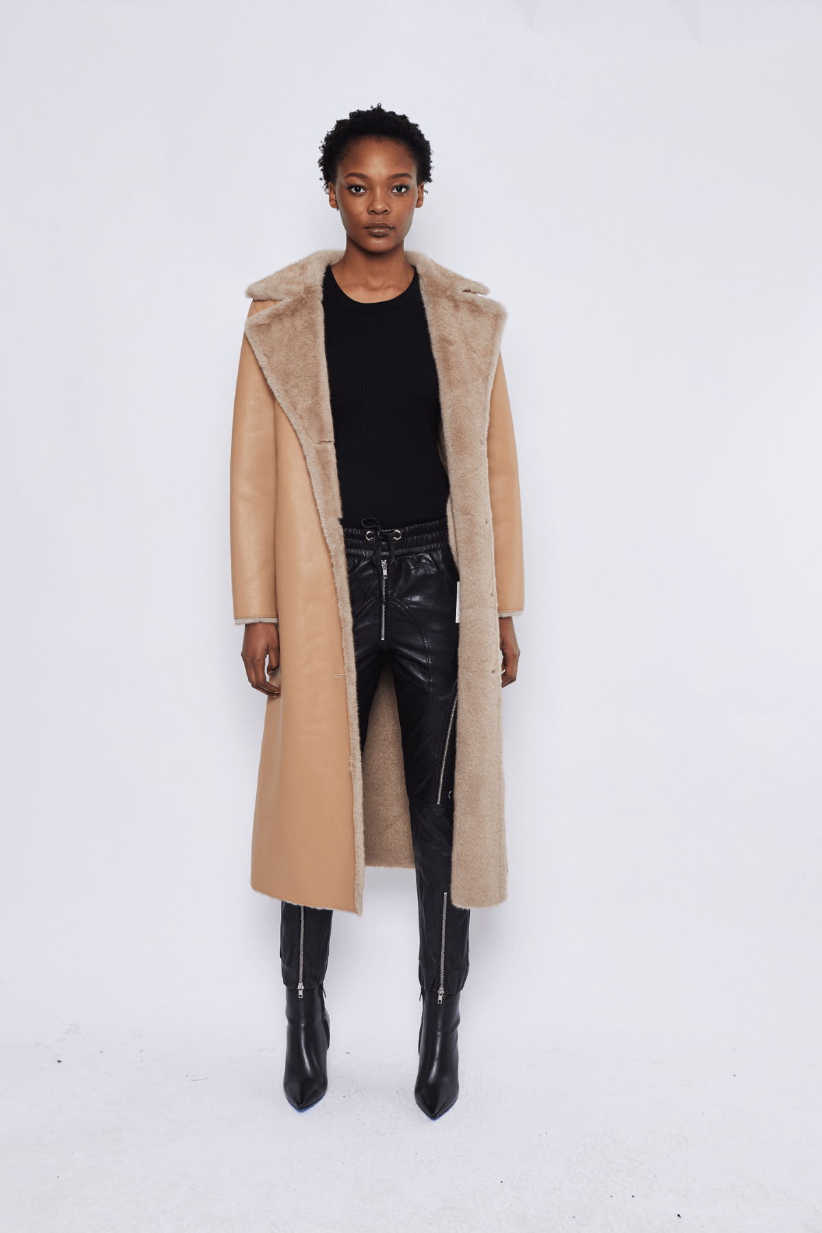 FAUX FUR SHEARLING TRENCH BEIGE