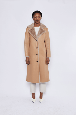 FAUX FUR SHEARLING TRENCH BEIGE