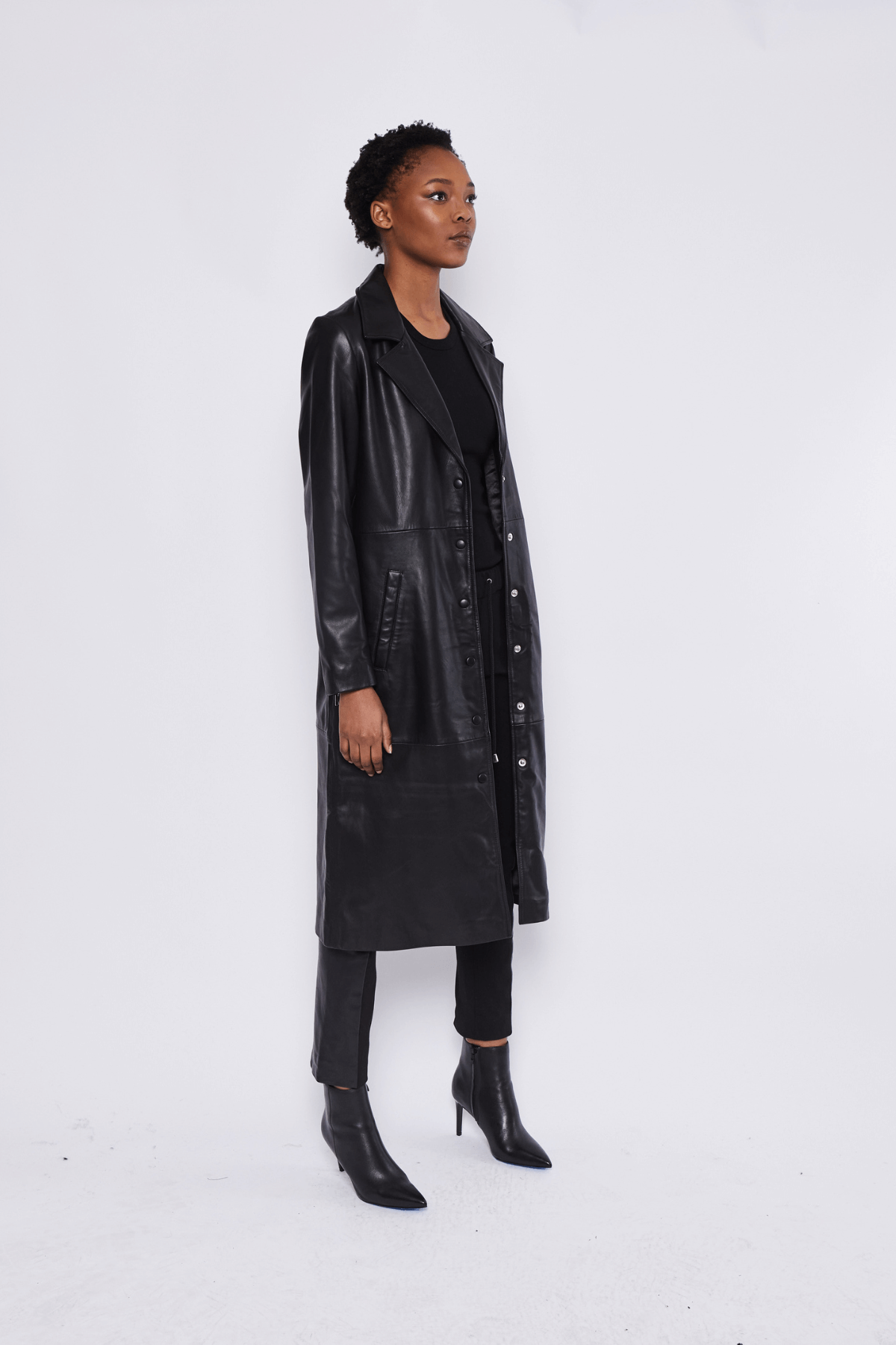 ERIN LEATHER TRENCH BLACK