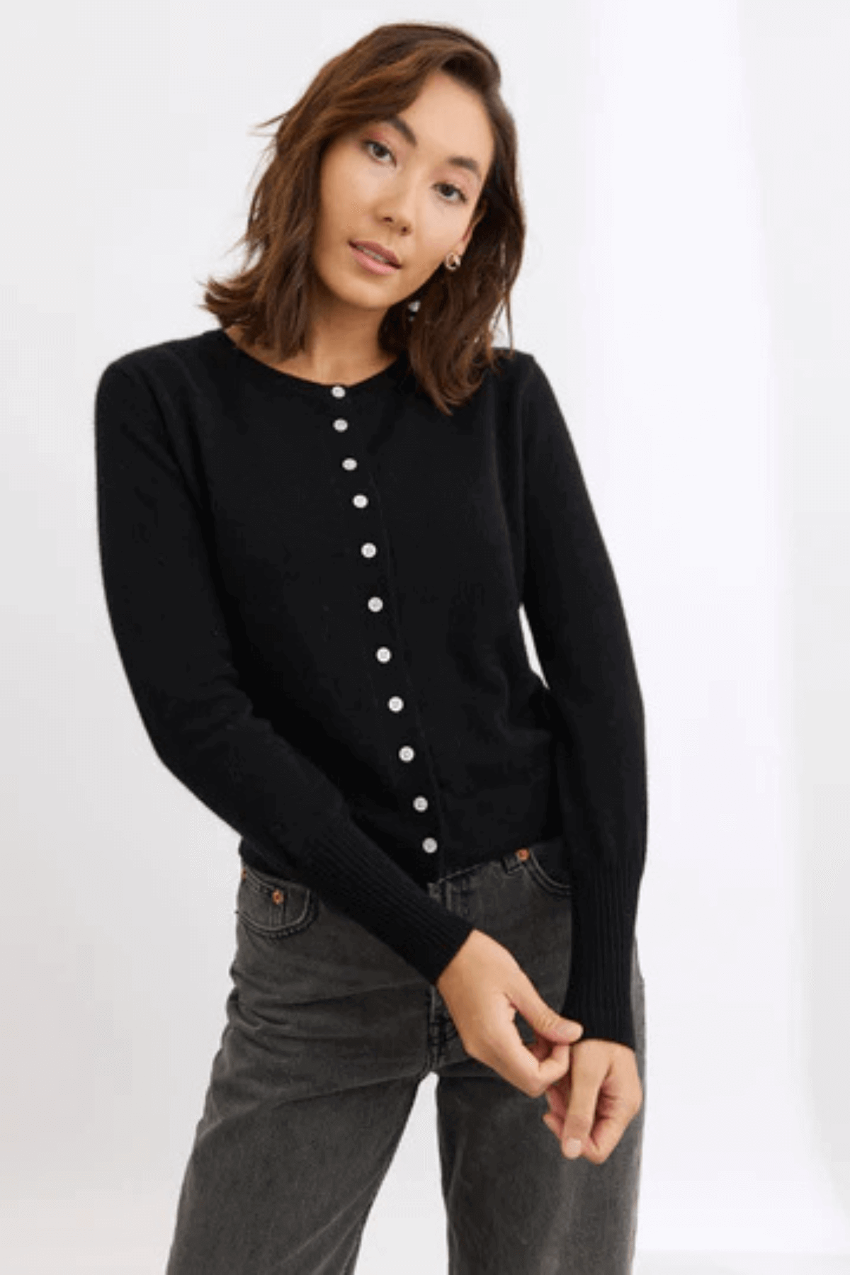 ESSENTIAL SLIM CARDI BLACK